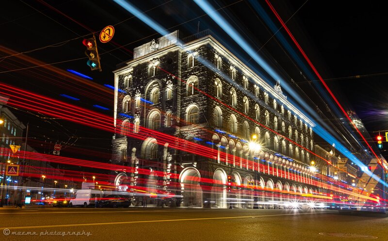 Historic Building at Night — Black, Dramatic