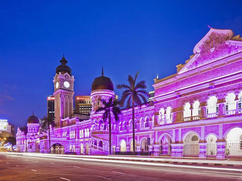 Historic Building at Night — Purple, Dramatic