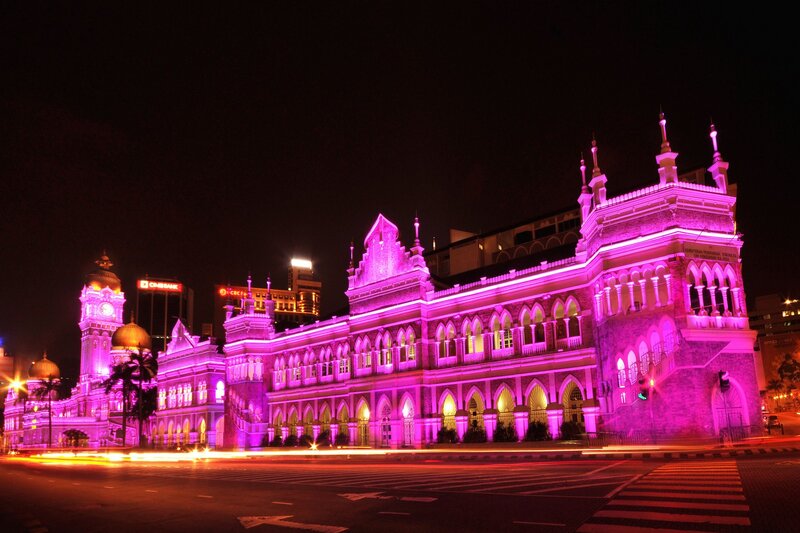 Historic Building at Night — Purple