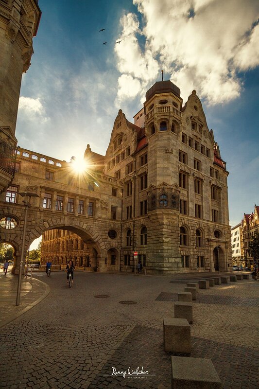 Historic Building at Sunset