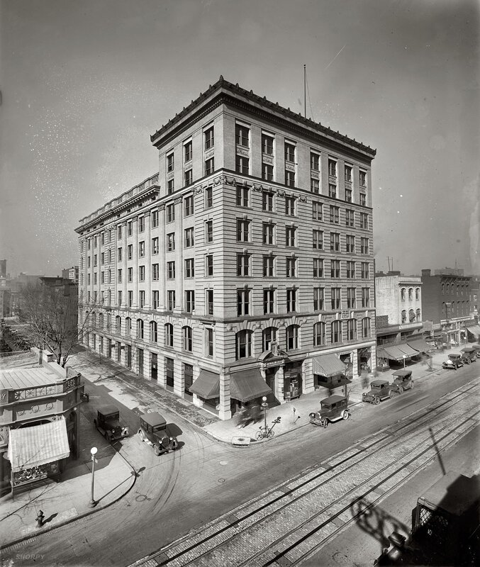 Historic building corner street view