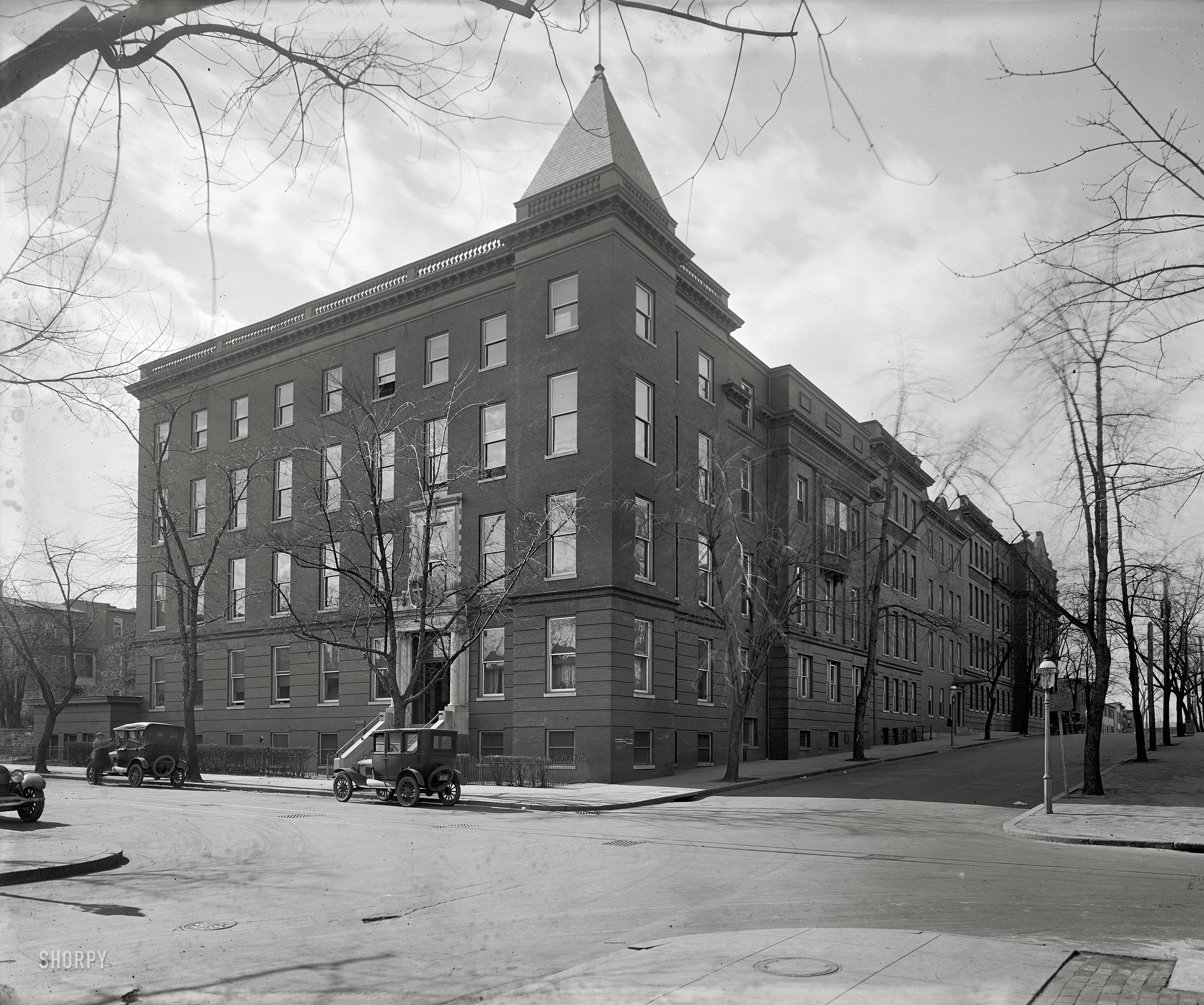 Historic building corner street