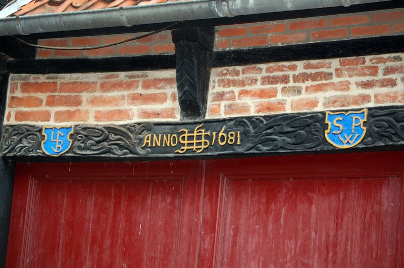 Historic building facade with date