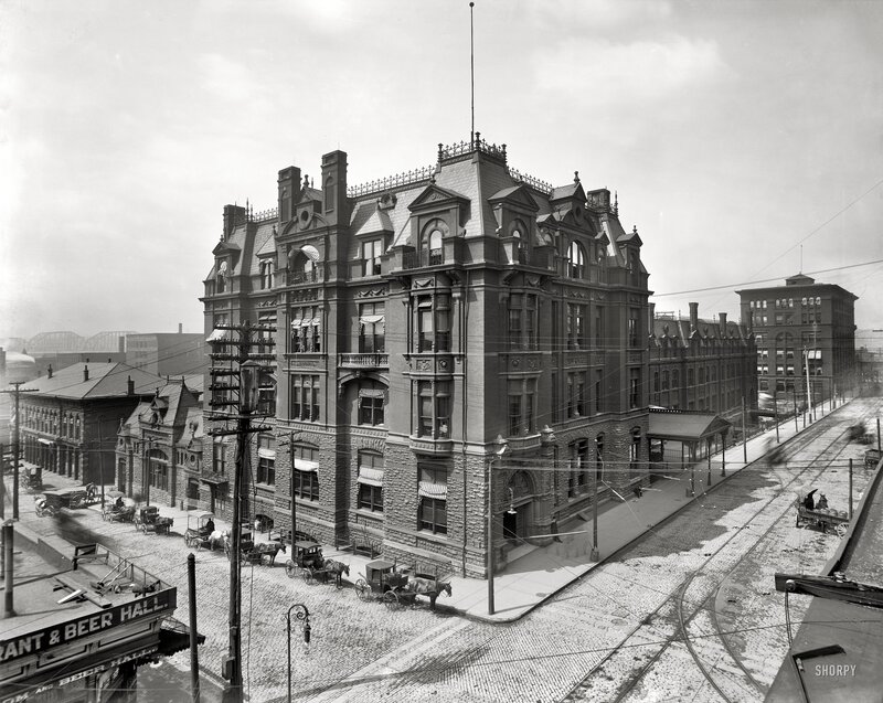 Historic building in city street