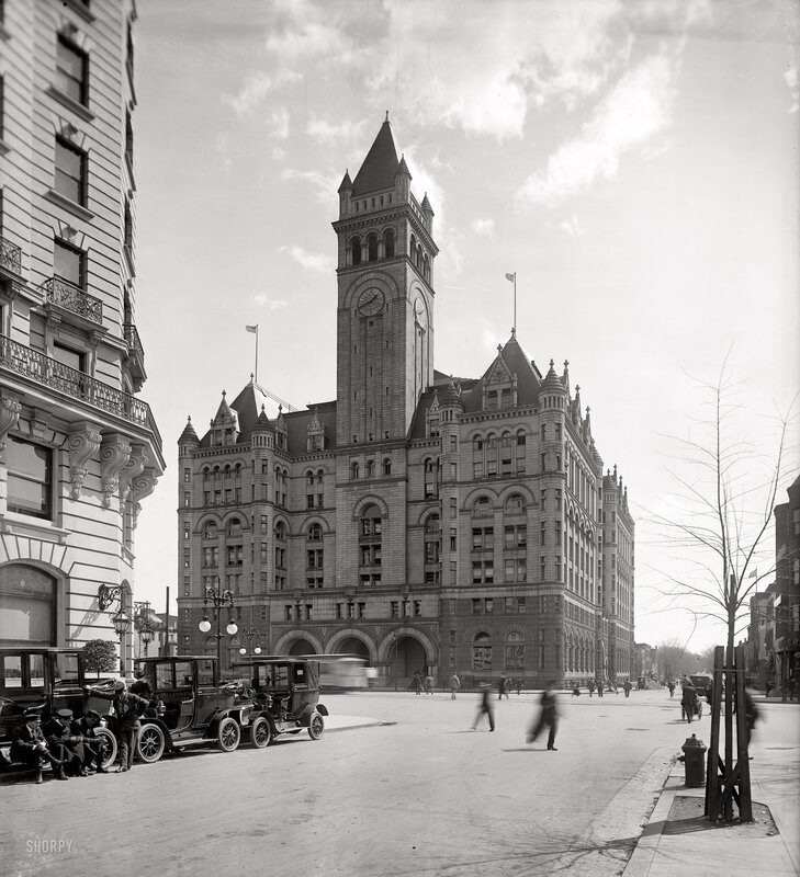 Historic Building with Clock Tower — Black