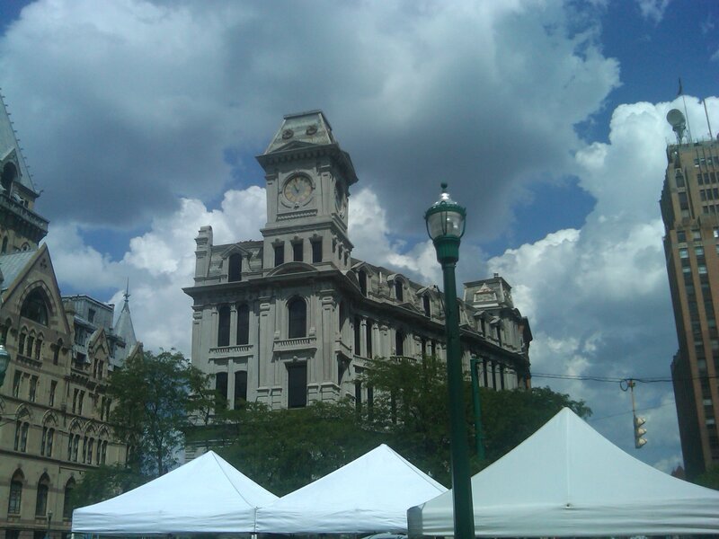 Historic Building with Clock Tower — Gray