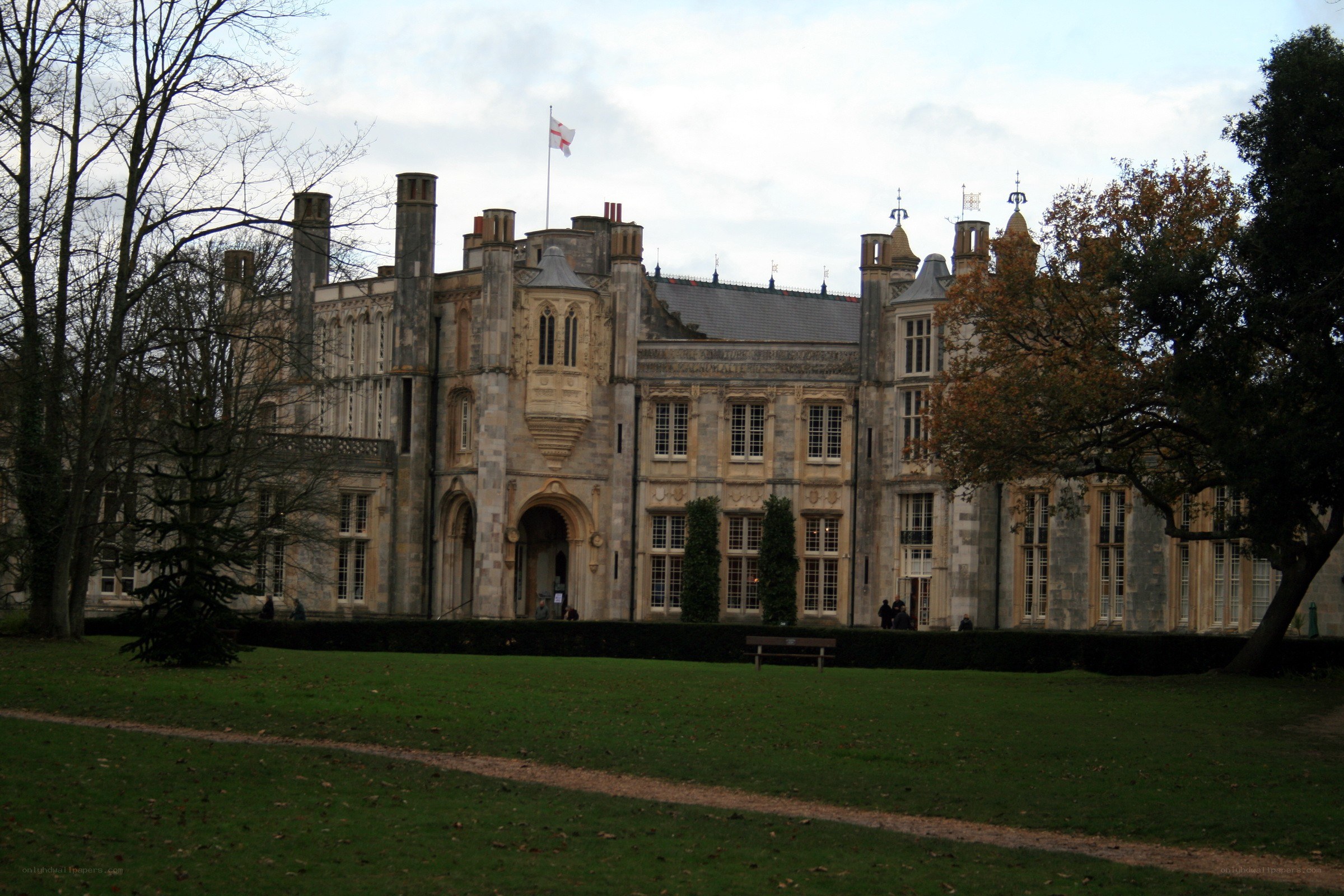 historic building with flag