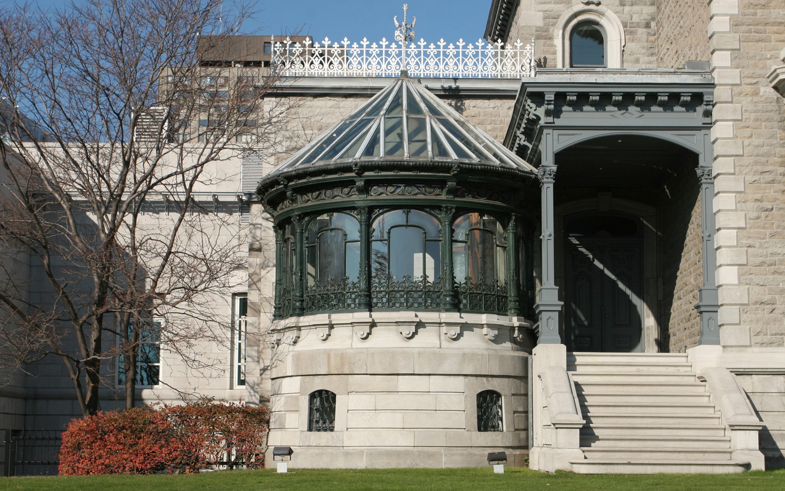 Historic building with glass conservatory