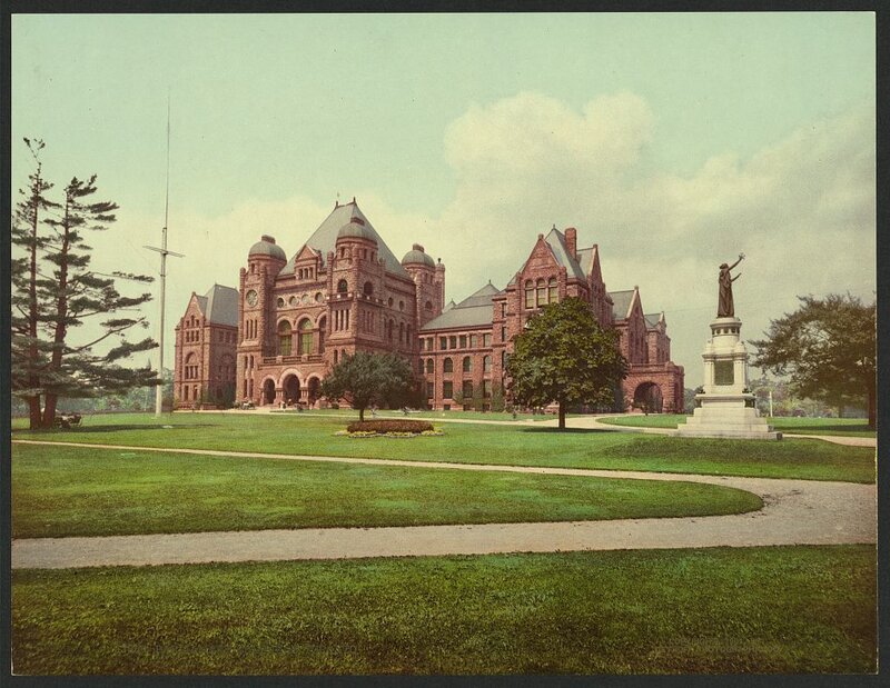 Historic building with monument