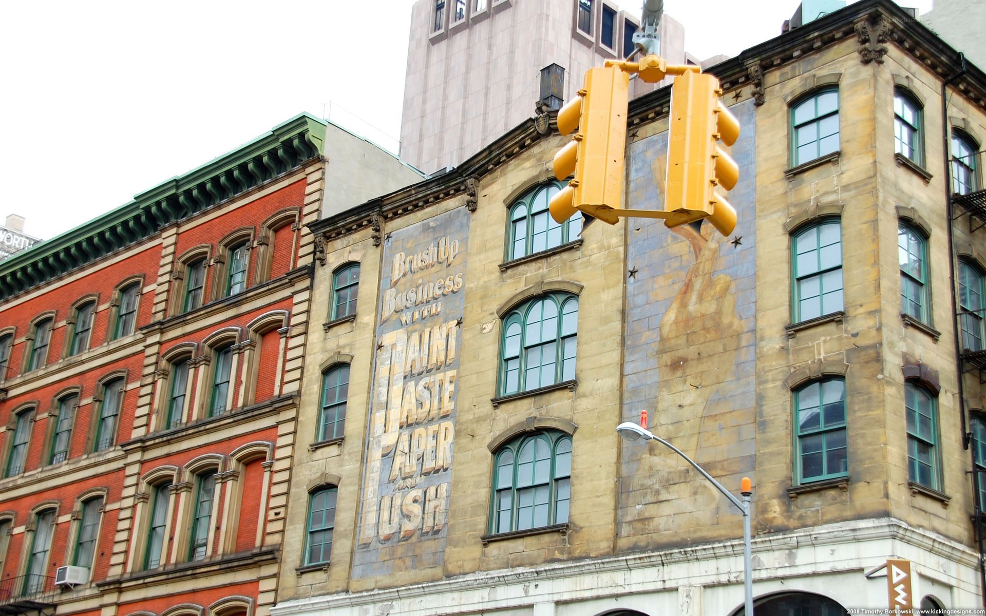 historic building with painted sign