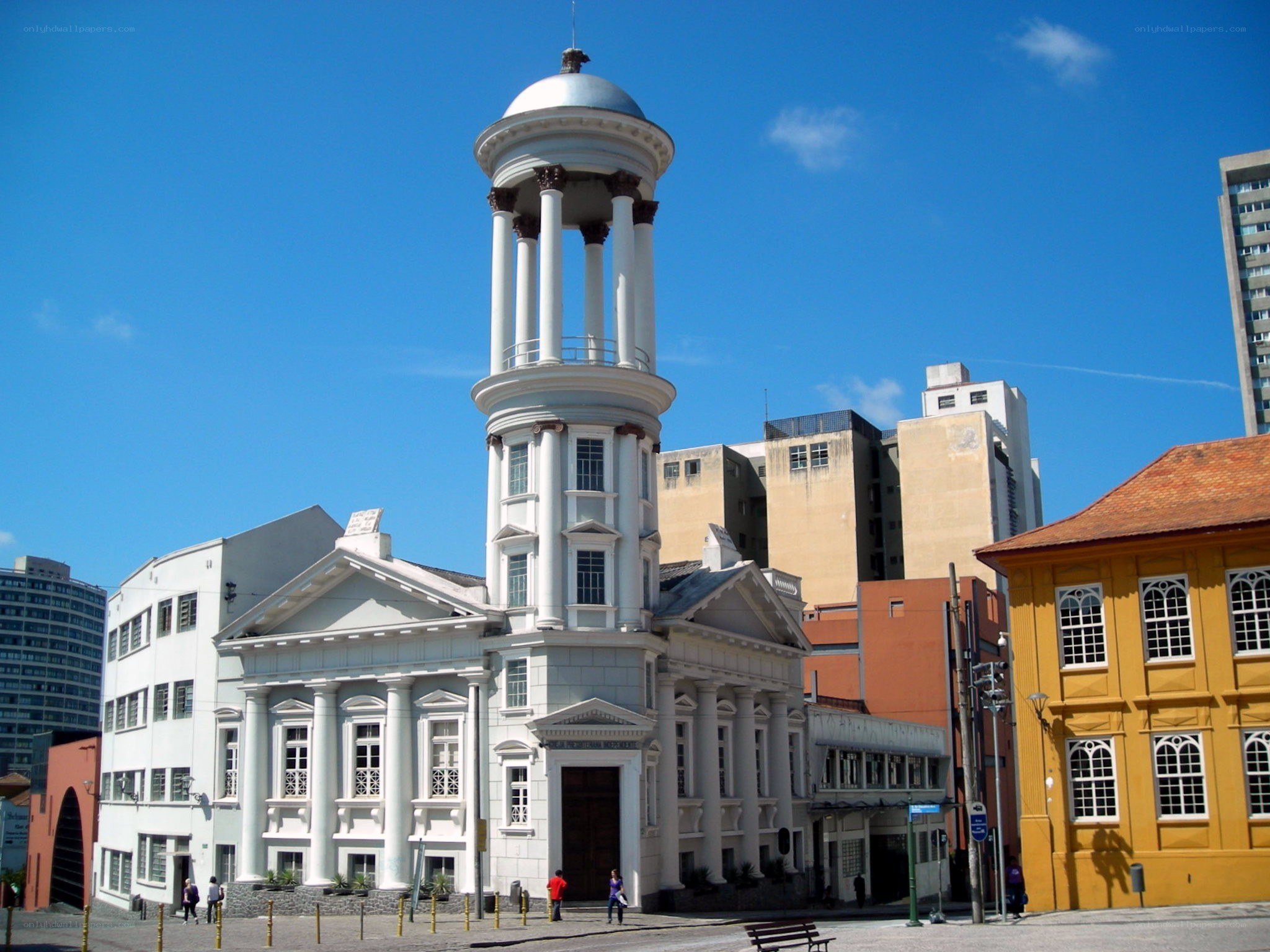 Historic building with white tower