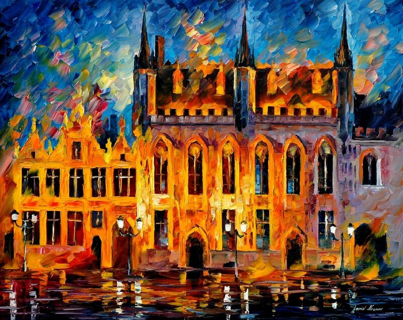 Historic Buildings at Night — Blue