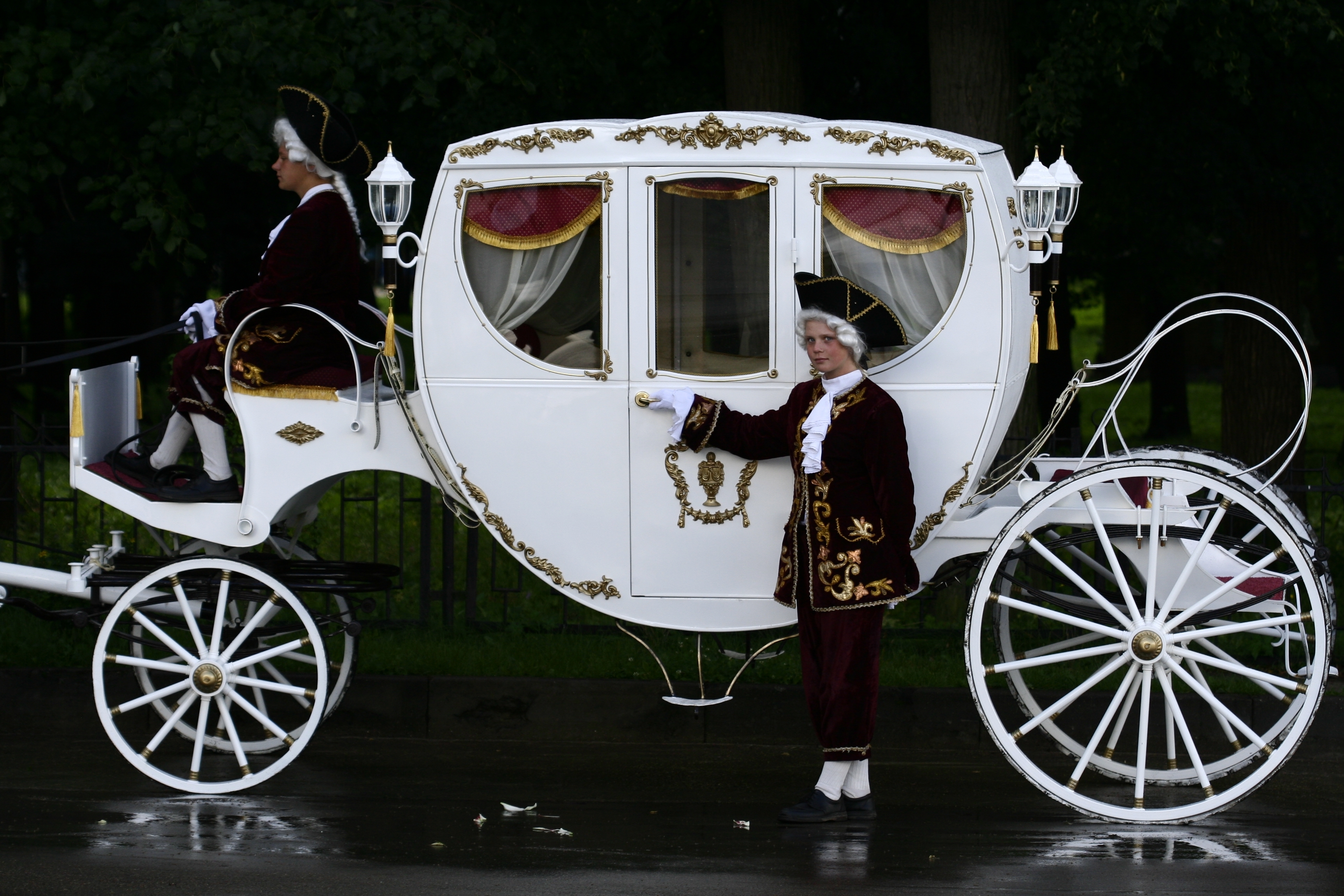 Historic carriage with drivers