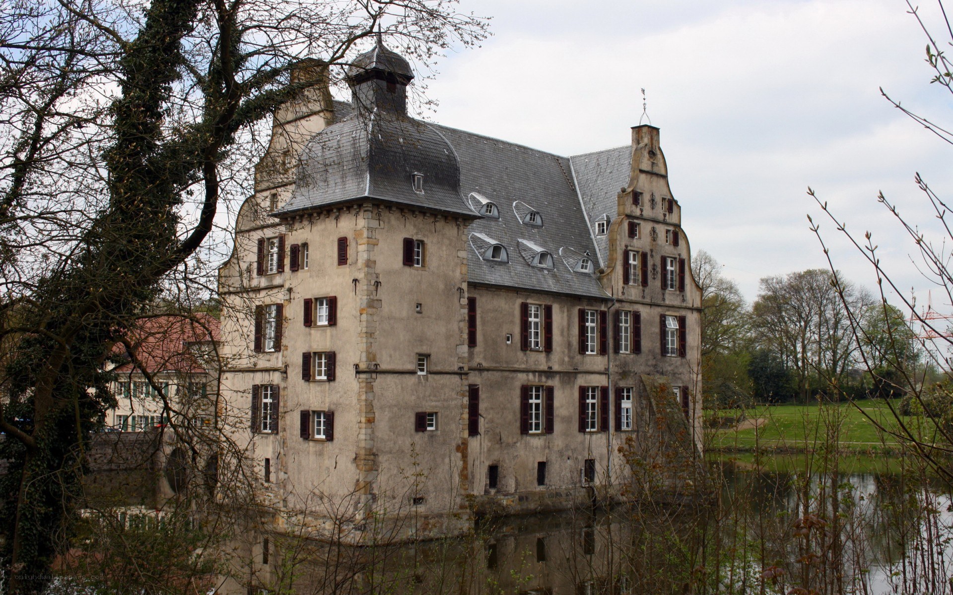 historic castle by a moat
