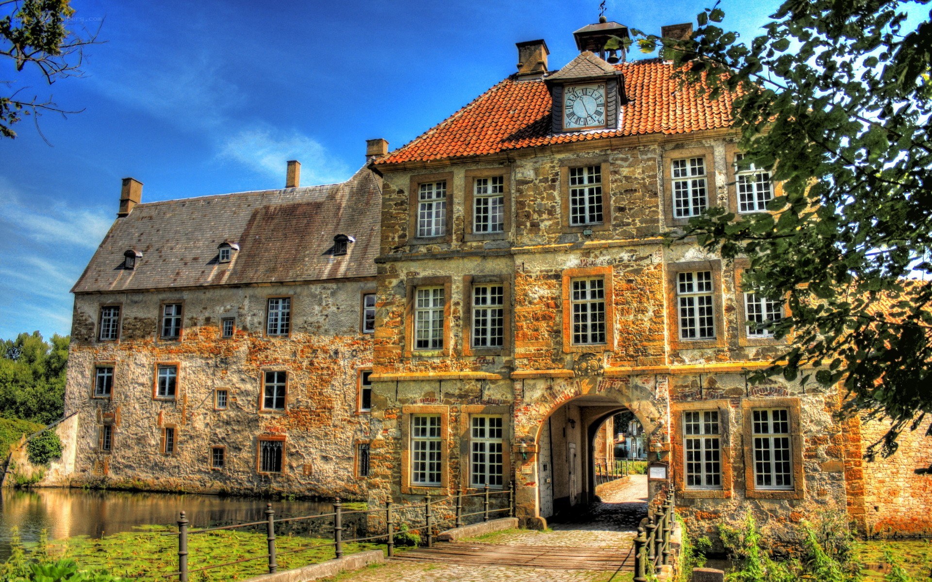 historic castle with clock tower