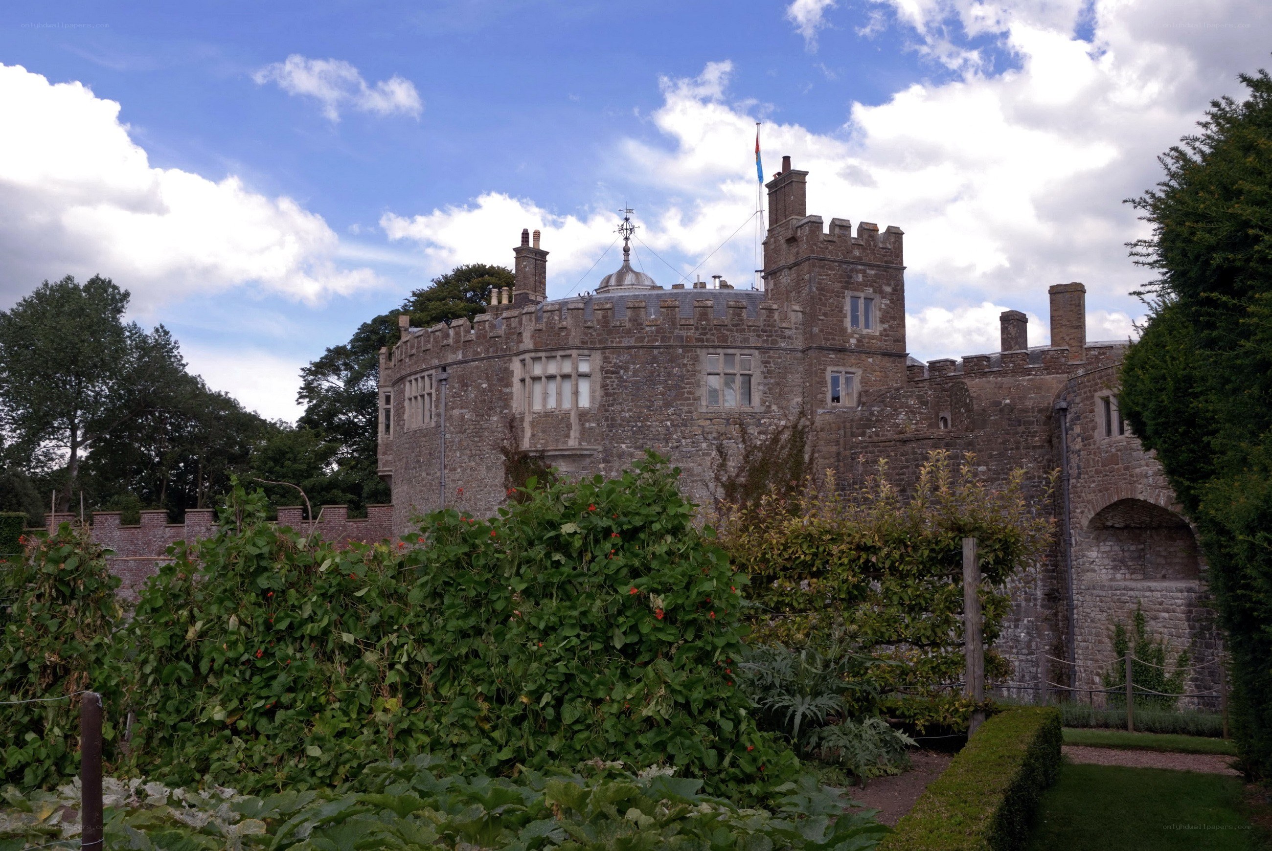 historic castle with garden