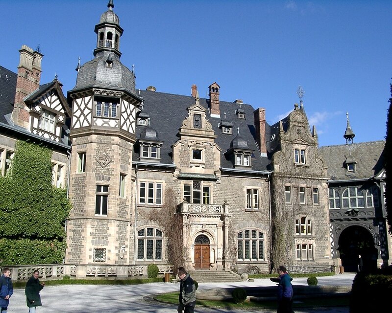 Historic castle with people