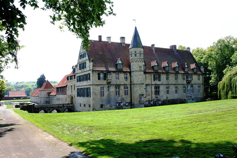 historic castle with red roof