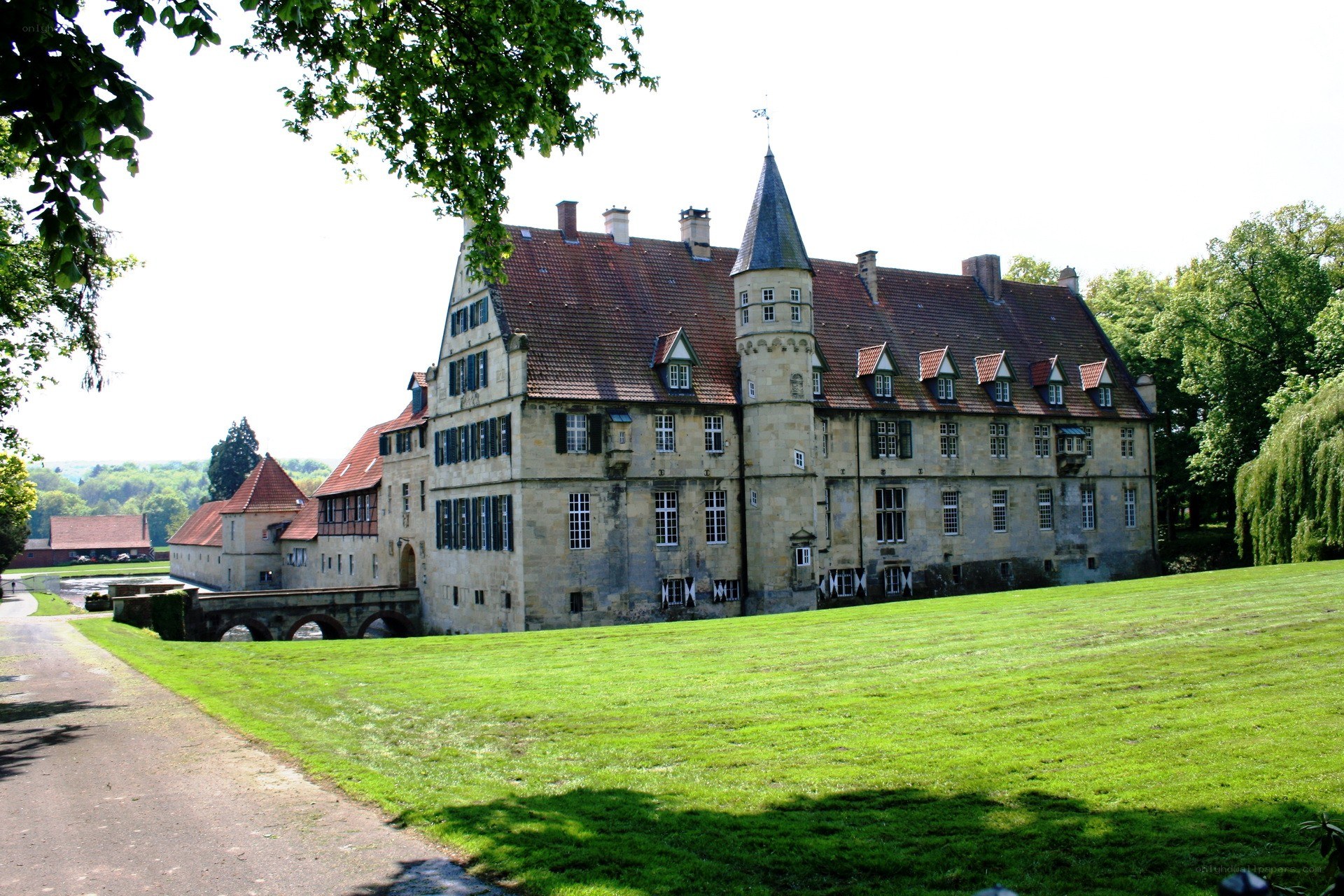 historic castle with red roof