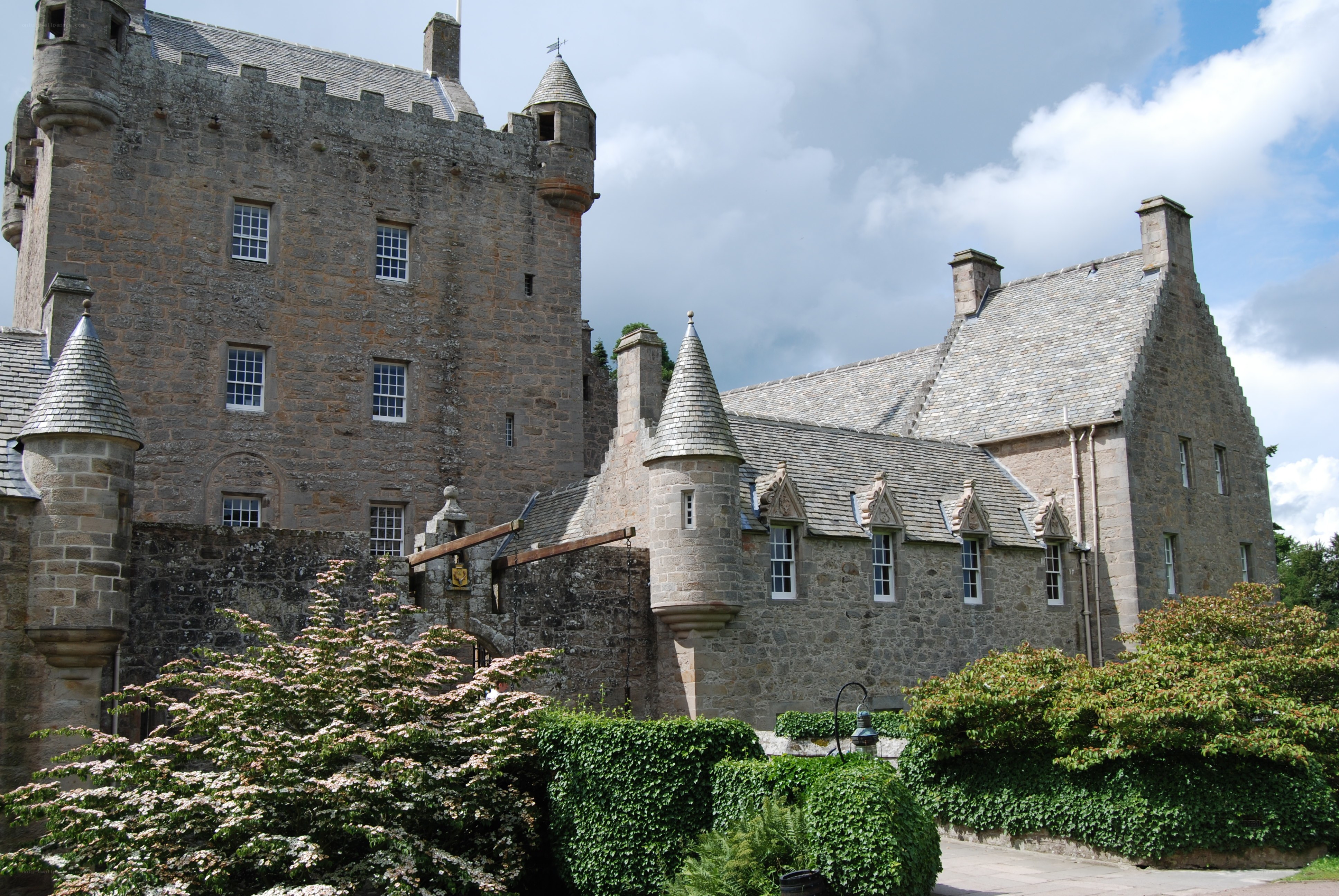 historic castle with stone towers