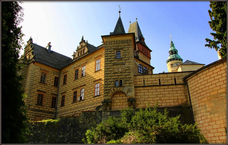 historic castle with towers