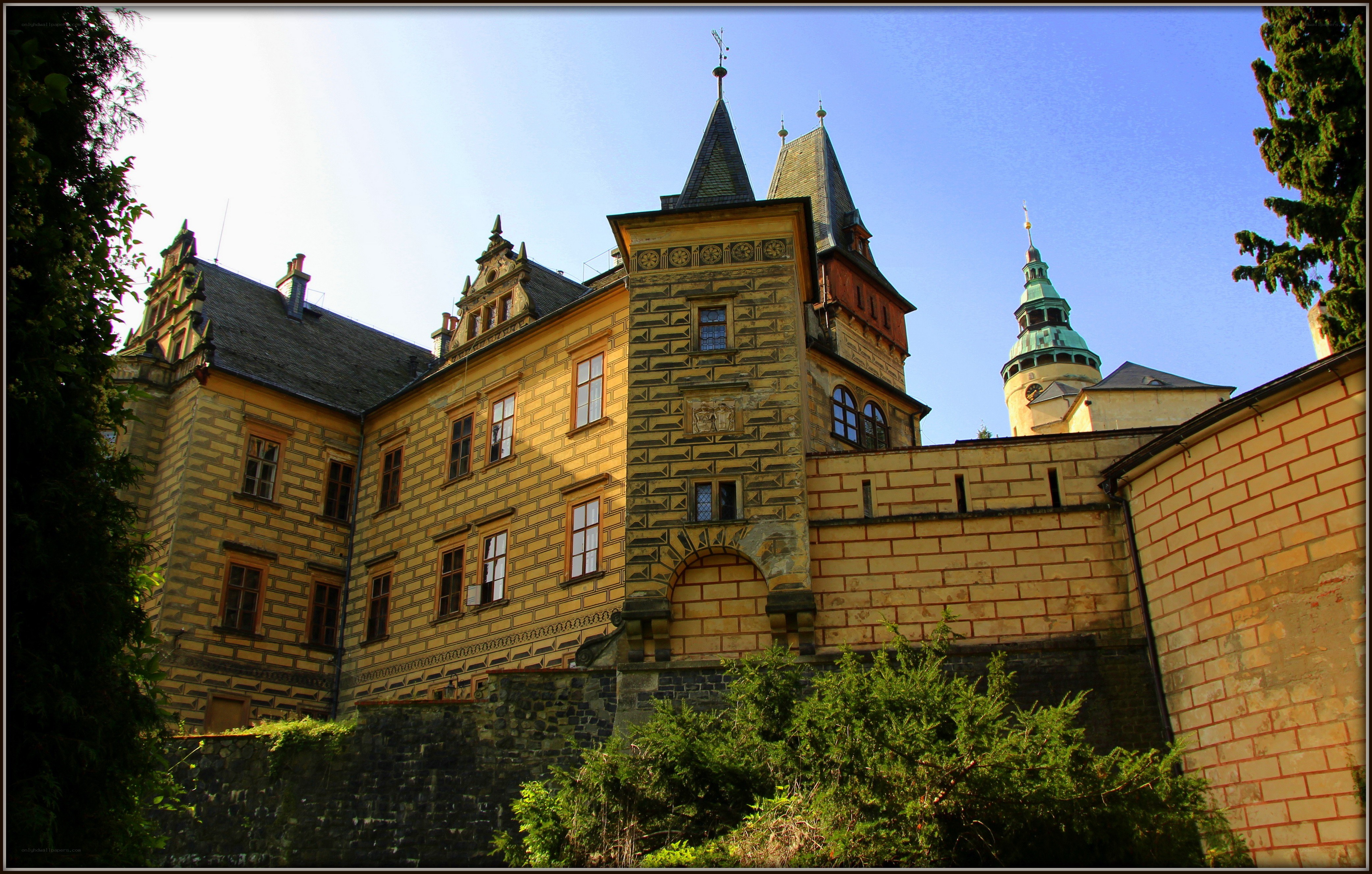 historic castle with towers