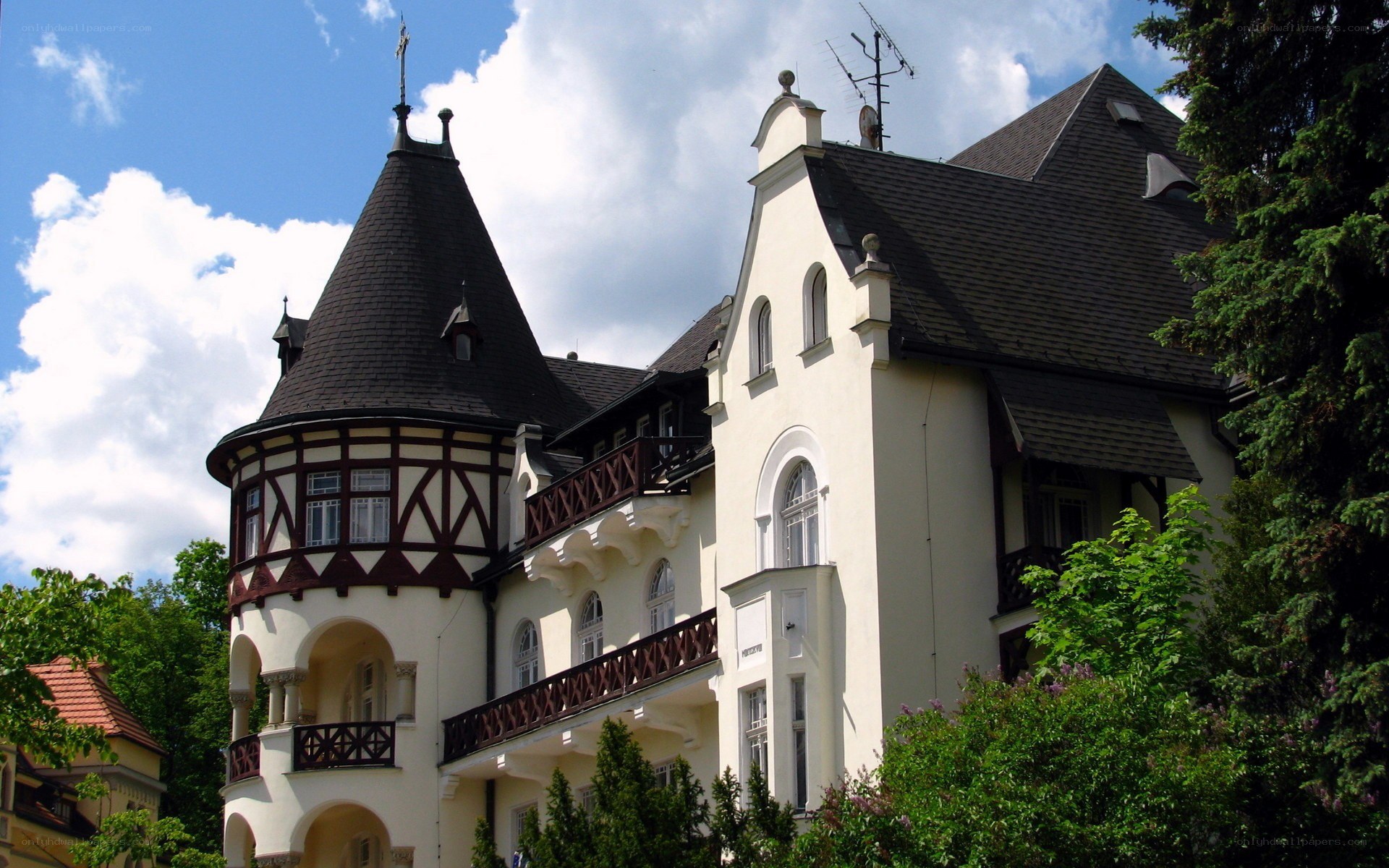historic castle with turret