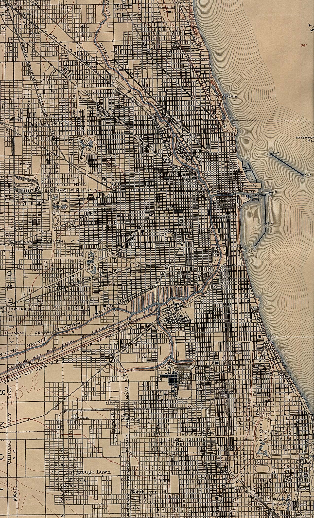 Historic Chicago city map