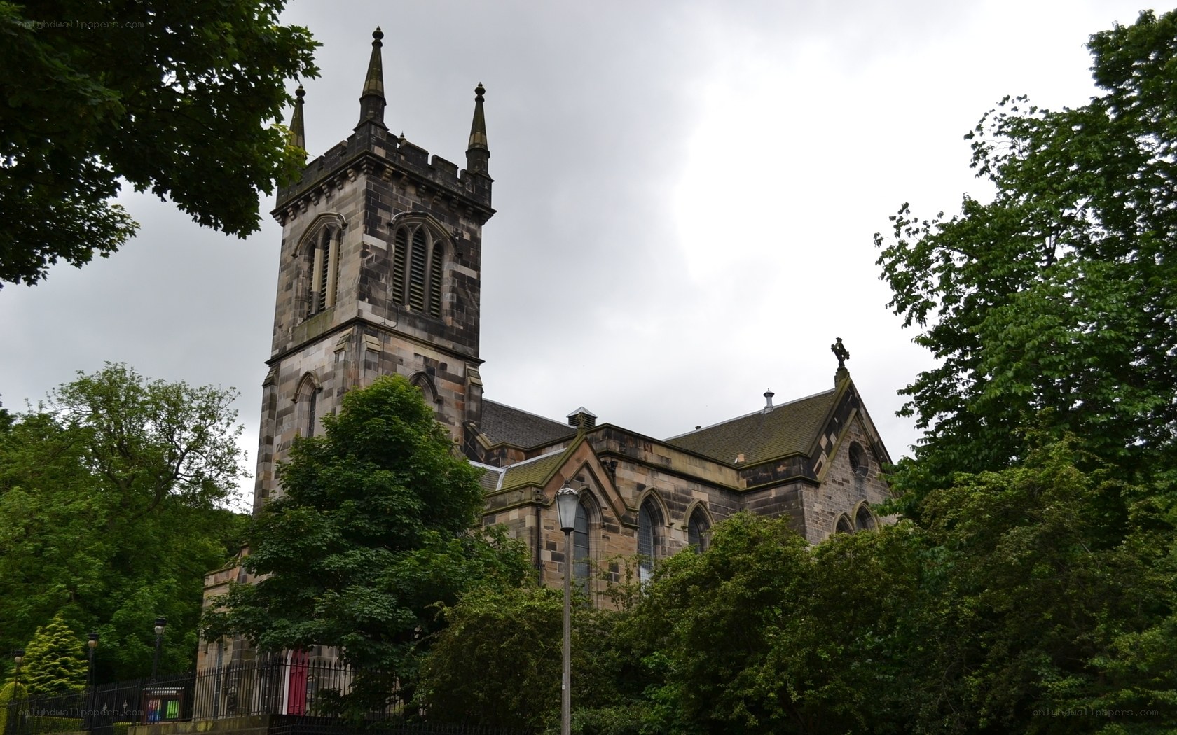 historic church with stone tower