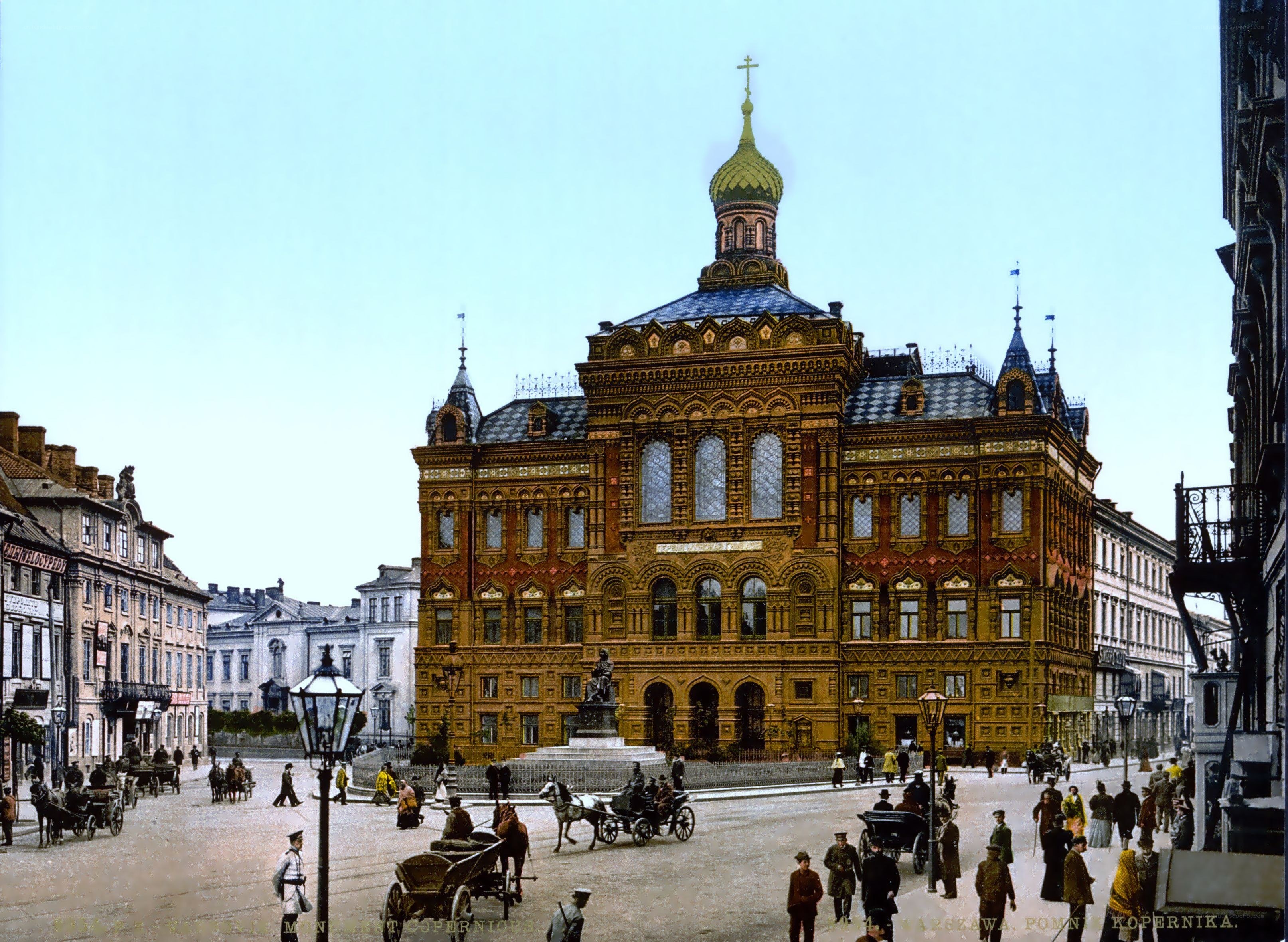 Historic city square with ornate building