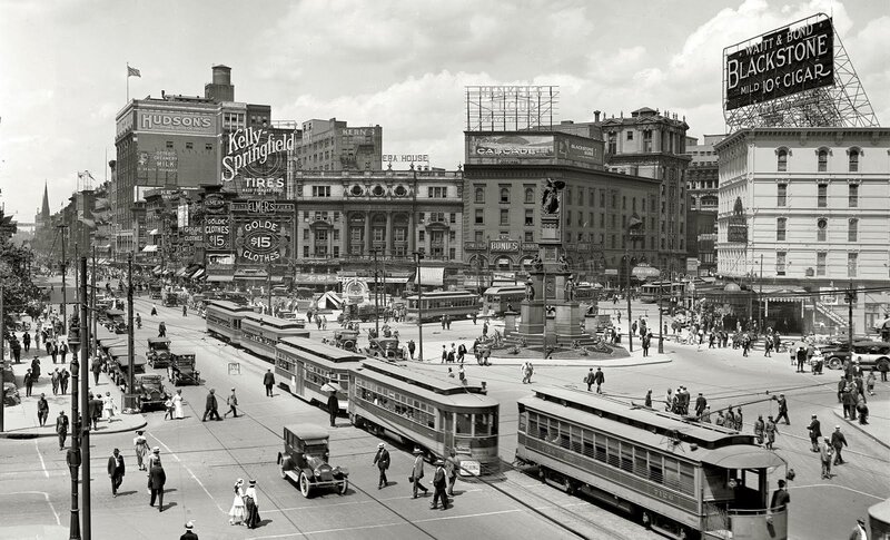 Historic city street intersection