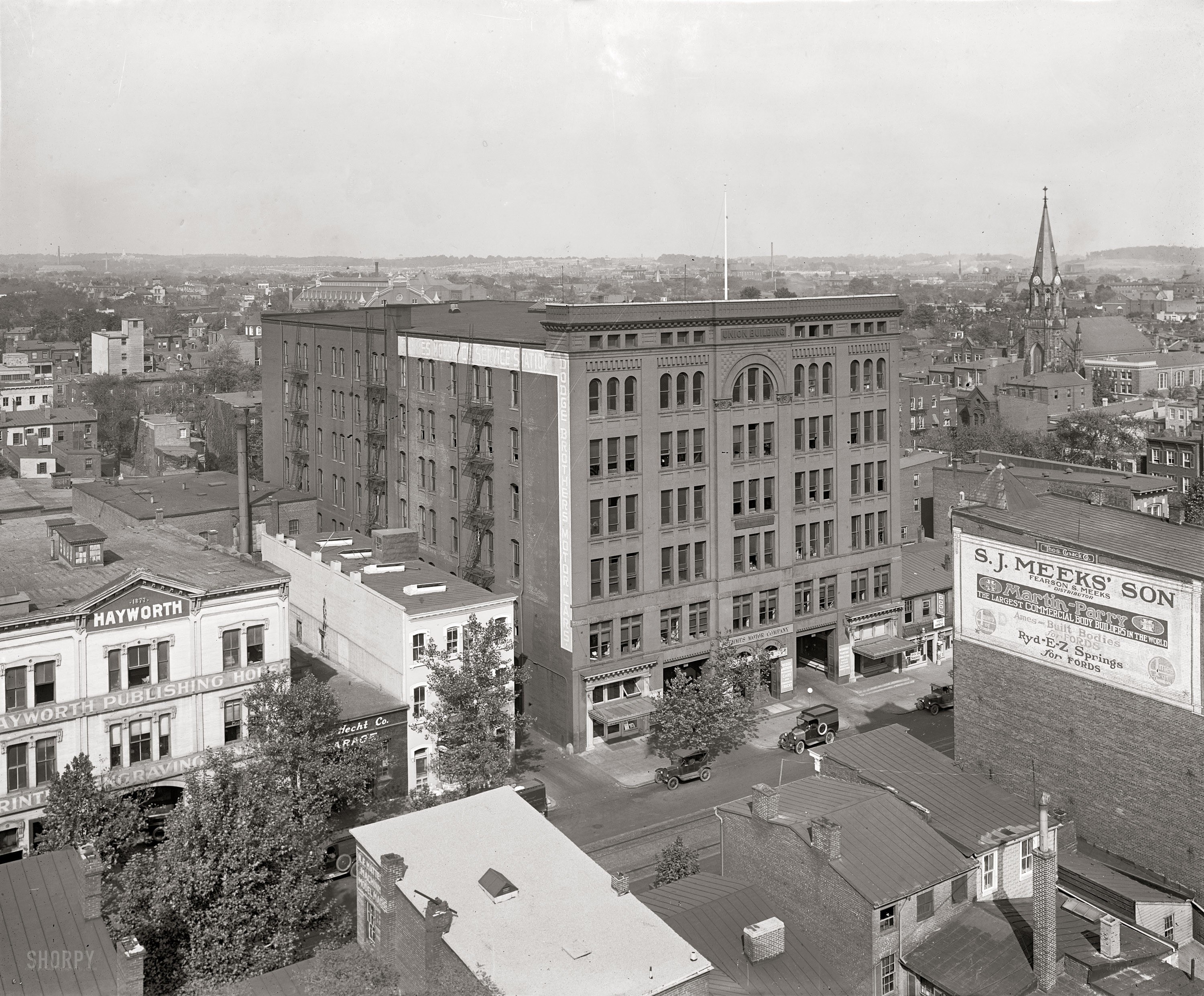 Historic city view with buildings