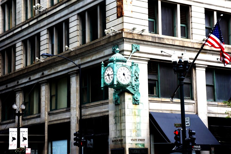 Historic clock on a city street