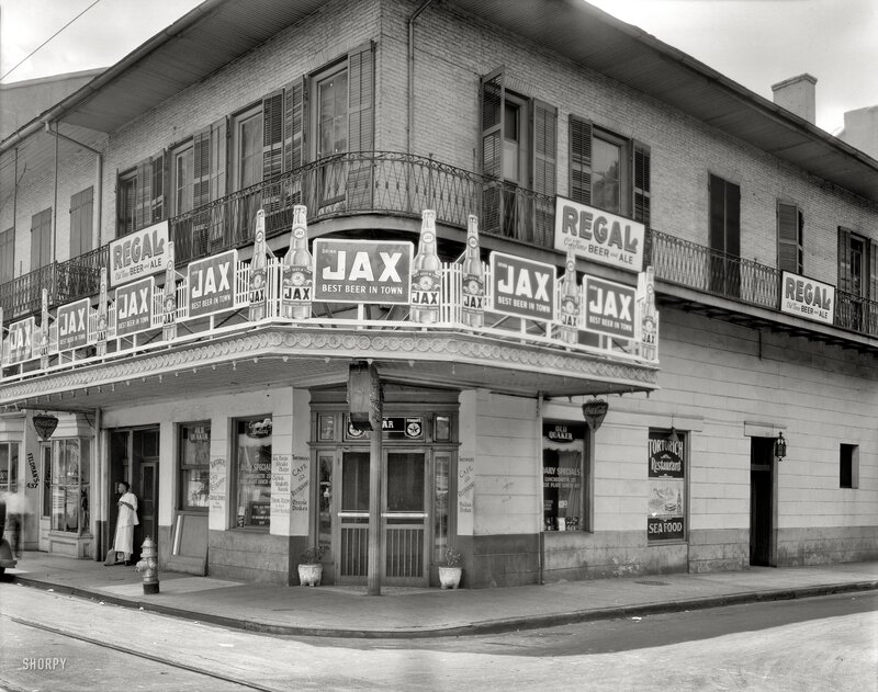 Historic corner bar with beer signs