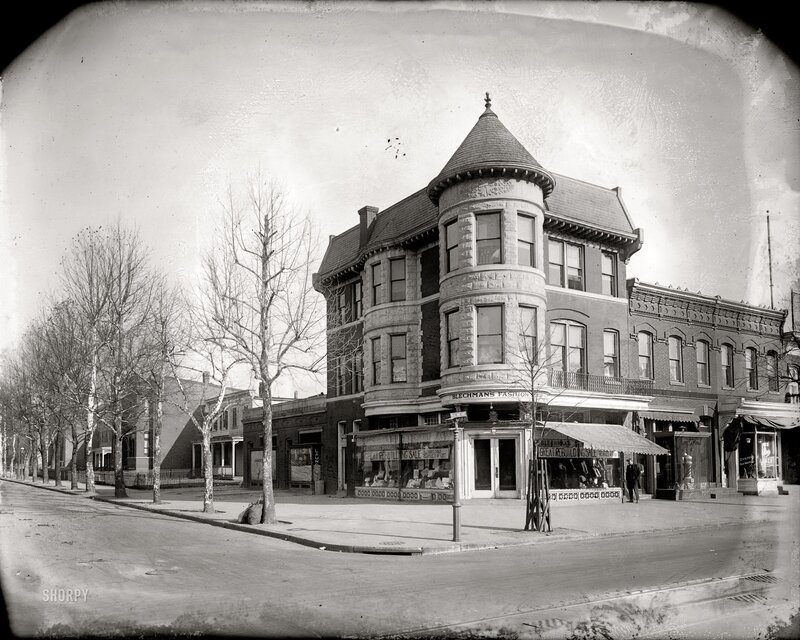 Historic corner building with turret