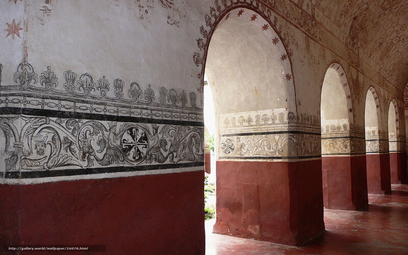 Historic corridor with painted arches