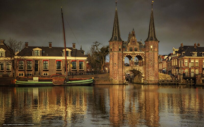 Historic Dutch canal with bridge