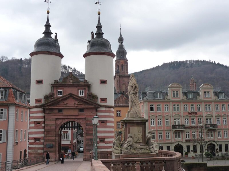 Historic gate and statue in Heidelberg