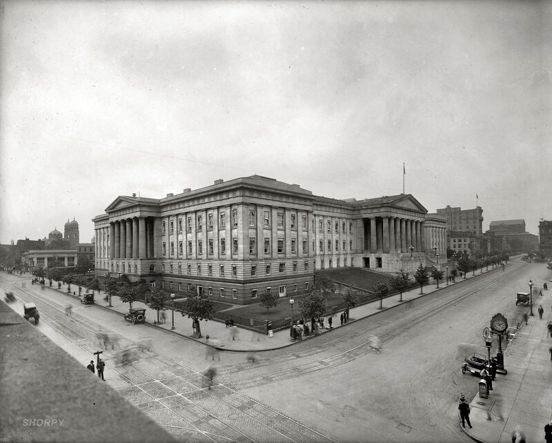 Historic government building in city