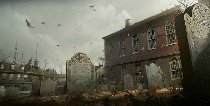 Historic graveyard scene