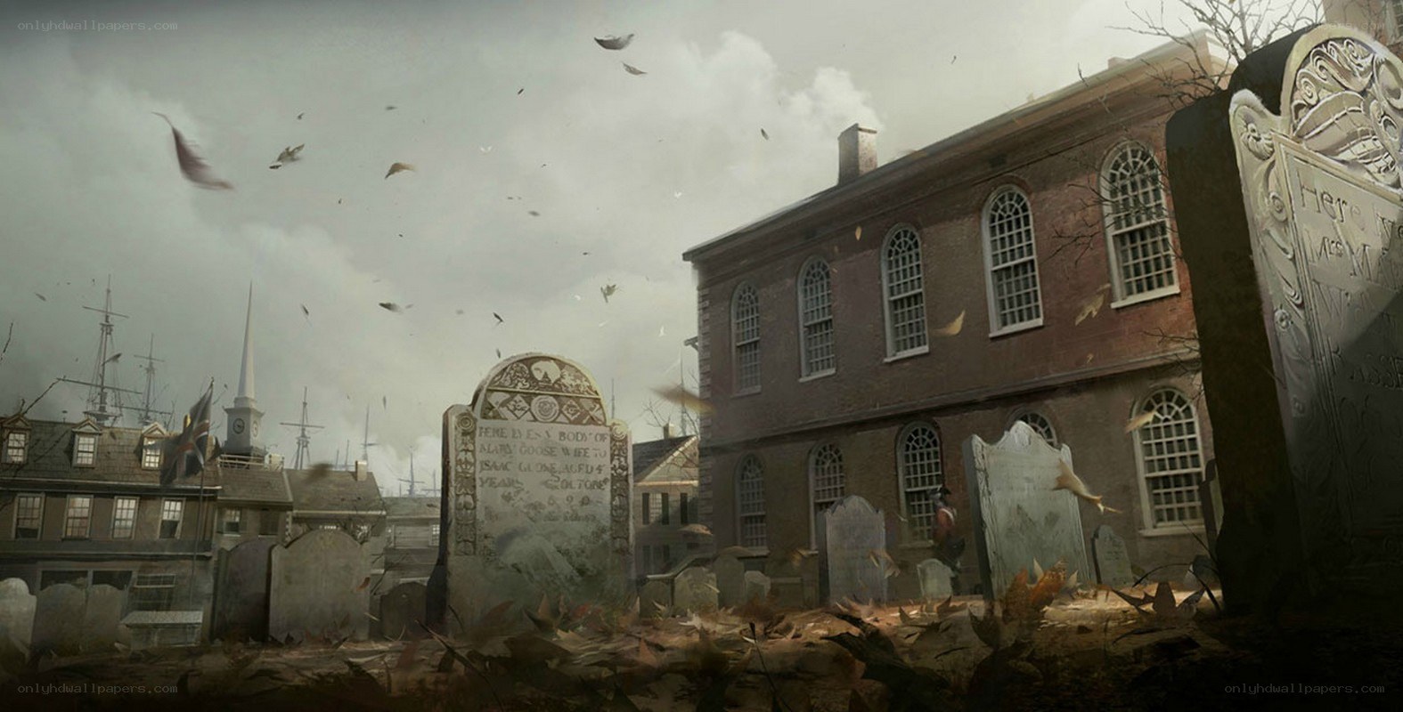 Historic graveyard scene