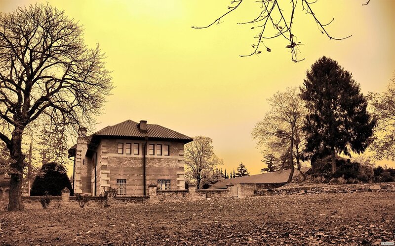 Historic house at sunset