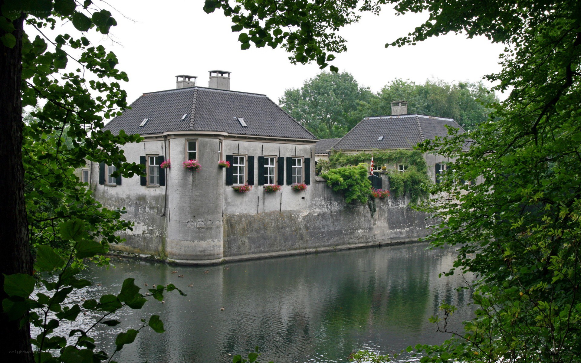 historic house by a moat