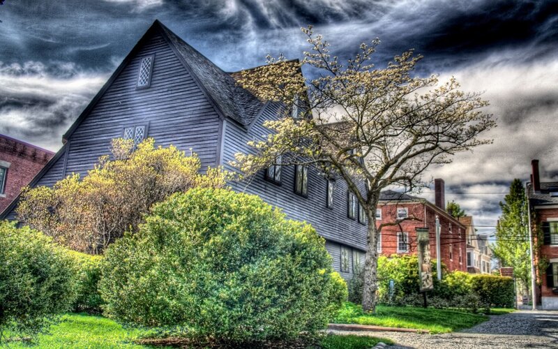Historic house under dramatic sky