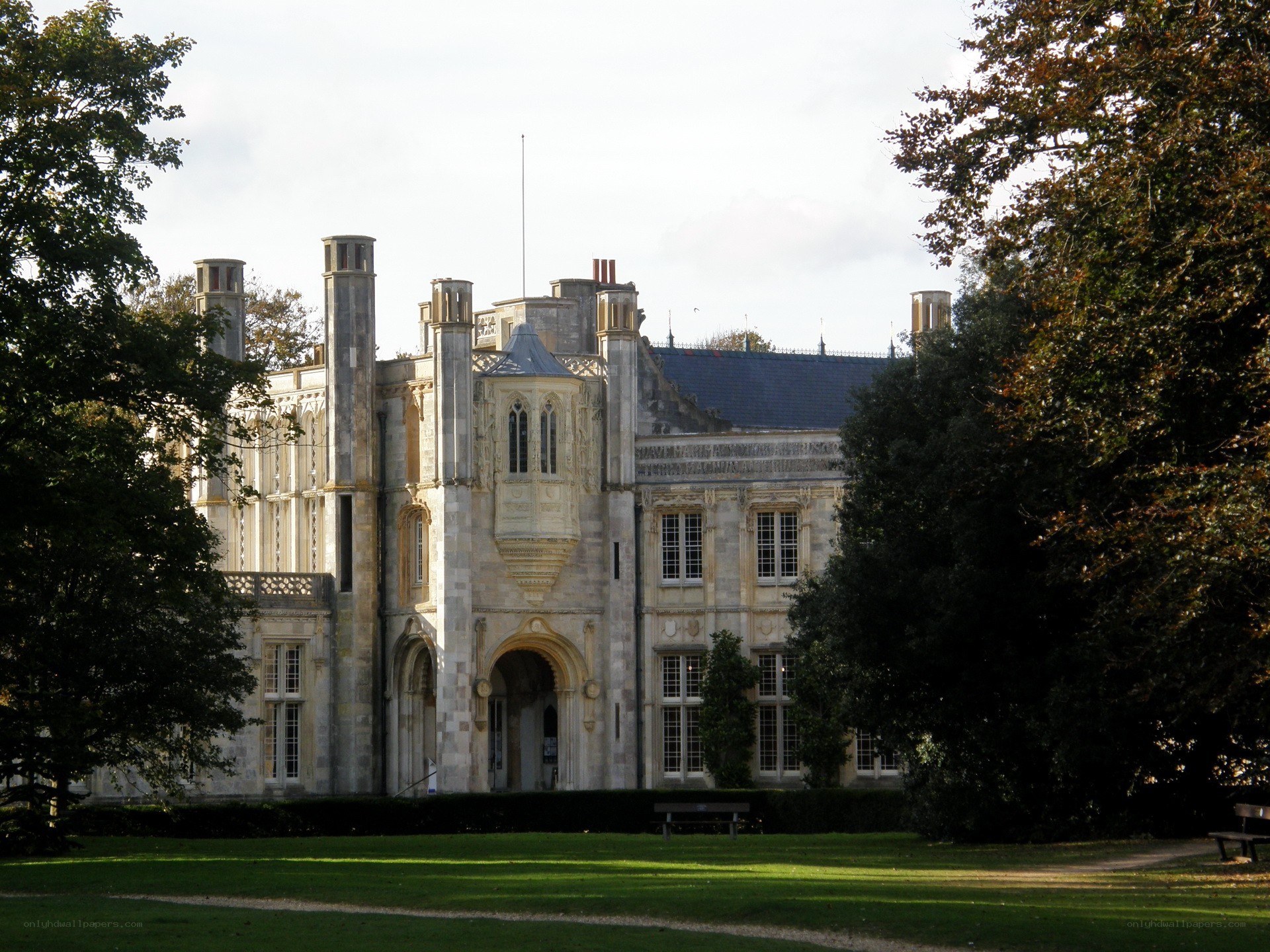 historic mansion in a park