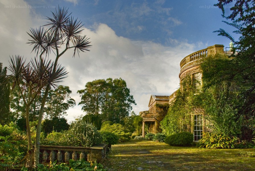 Historic mansion with lush gardens