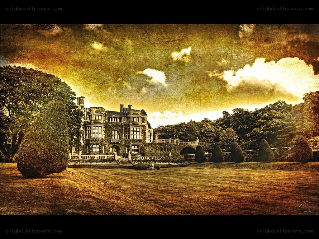 Historic mansion with manicured gardens