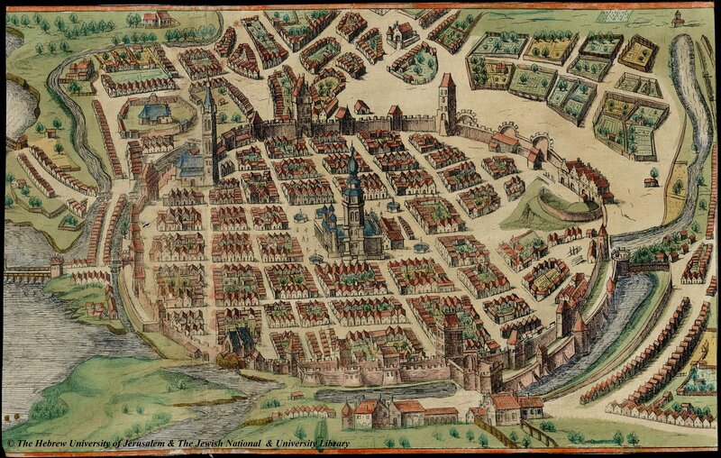 Historic map of a walled city