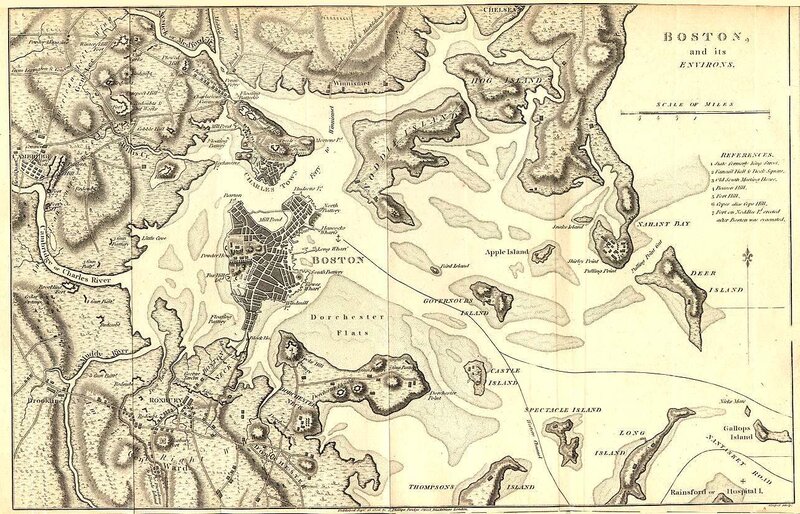 Historic map of Boston and environs