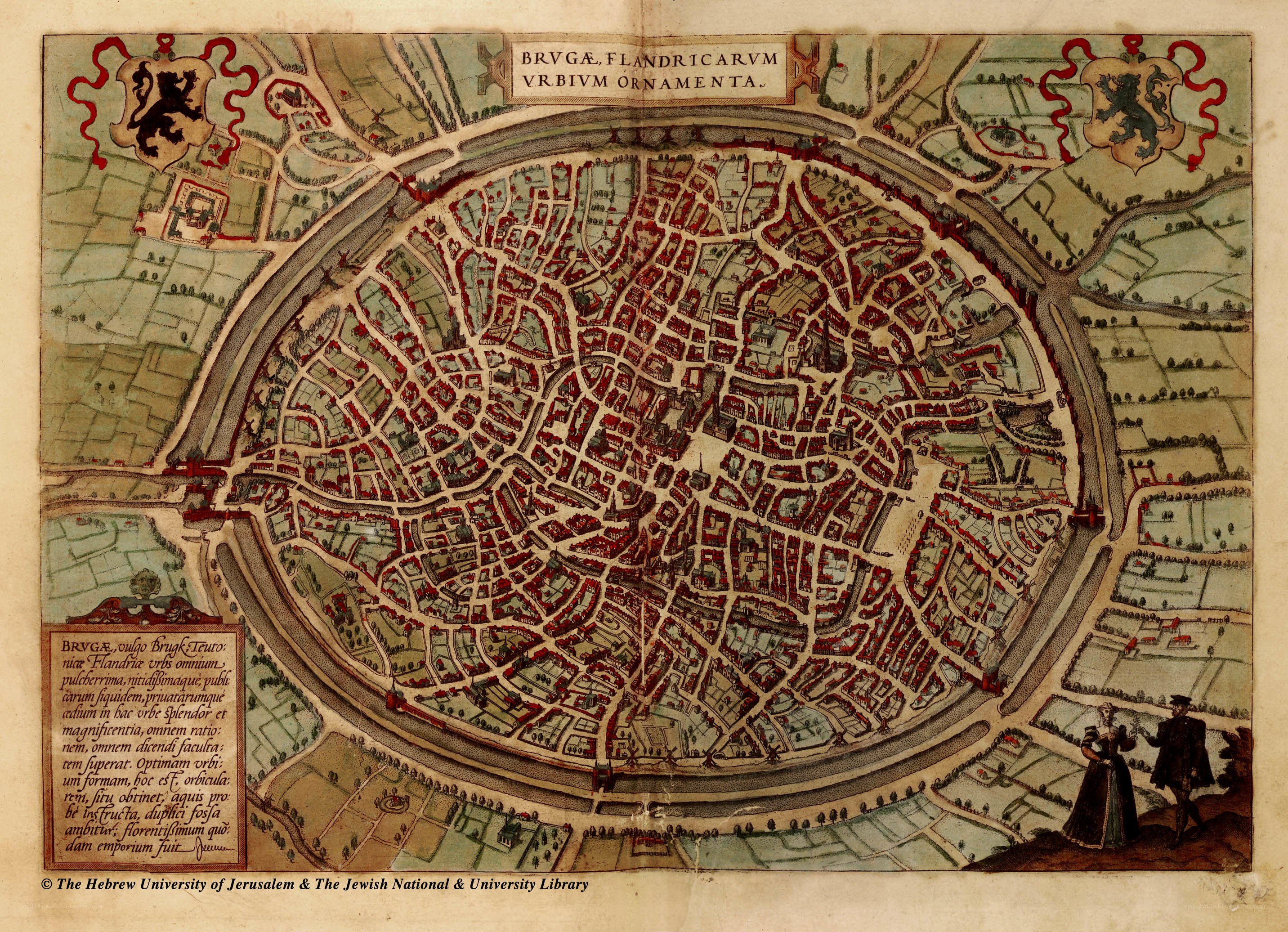 Historic map of Bruges